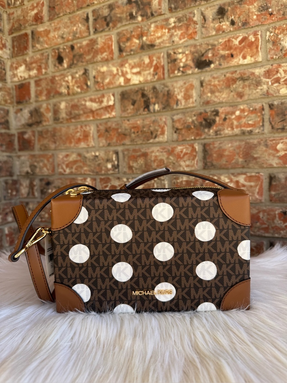 Michael Kors Brown Polka Dot Crossbody Bag